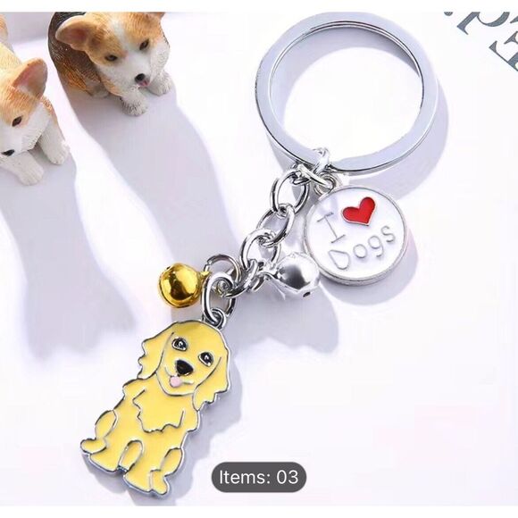 Golden Retriever Dog Keychain Bells Pawprint Puppy NWT - Picture 1 of 1